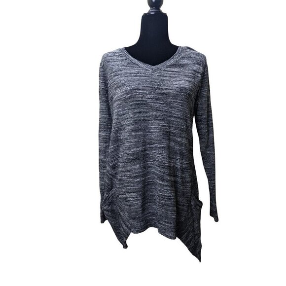 Logo Lori Goldstein Melange Cotton Cashmere Sweater A282340 Womens Gray Sz Small - Picture 1 of 4